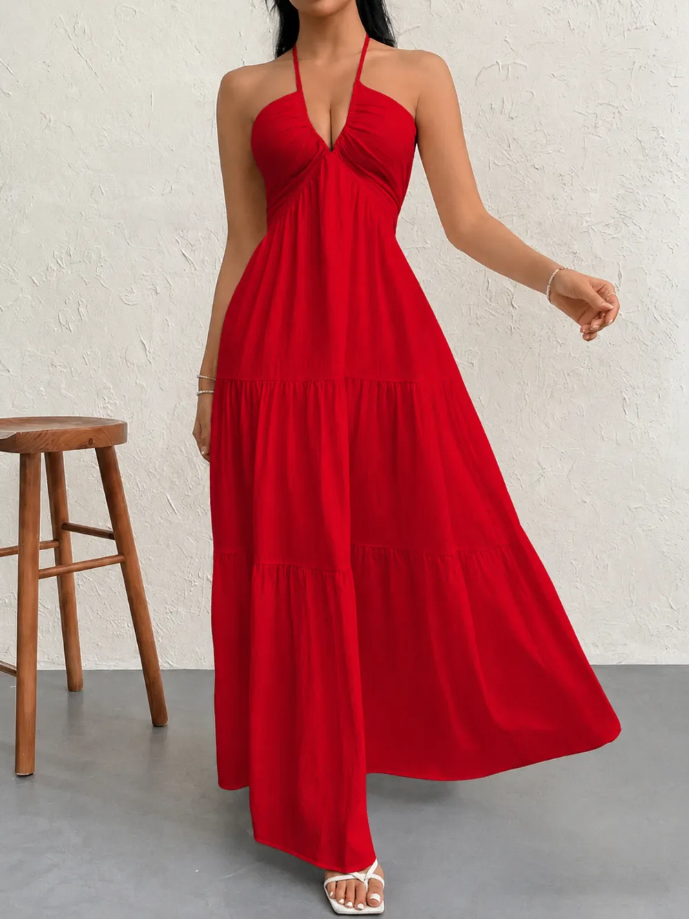 Women's Plain Dress, Summer Clothes Women, Casual Sleeveless Backless Dress for Beach Holiday Vacation, Ladies Summer Clothes