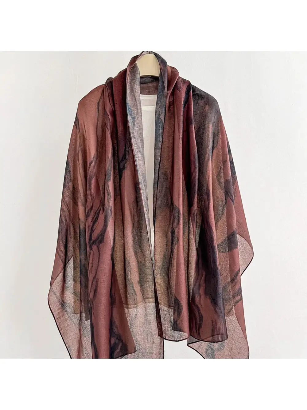 Elegant Marbled Print Summer Wrap Scarf