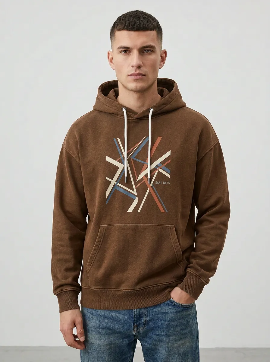 Men's Easy Days Abstract Geometric Lines Print Hoodie