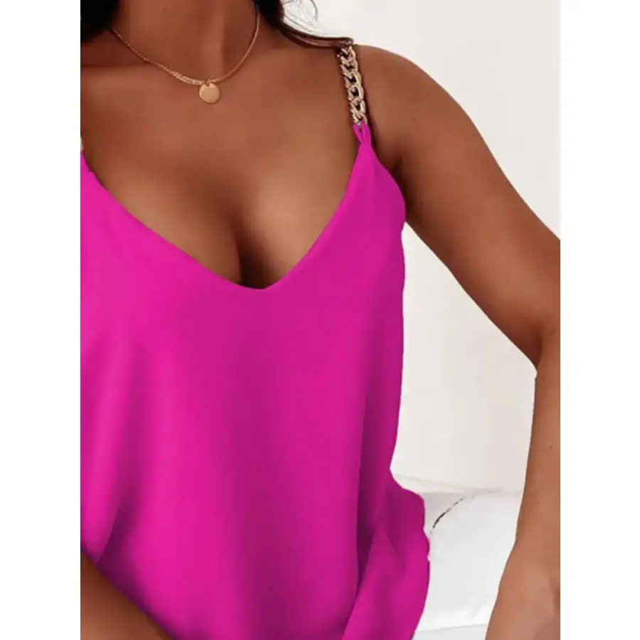 Chain Strap V Neck Tank Top