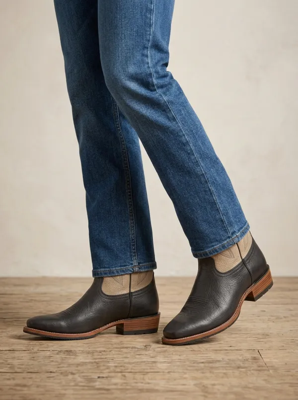 Men's Western Cowboy Two-Tone Stitched Boots