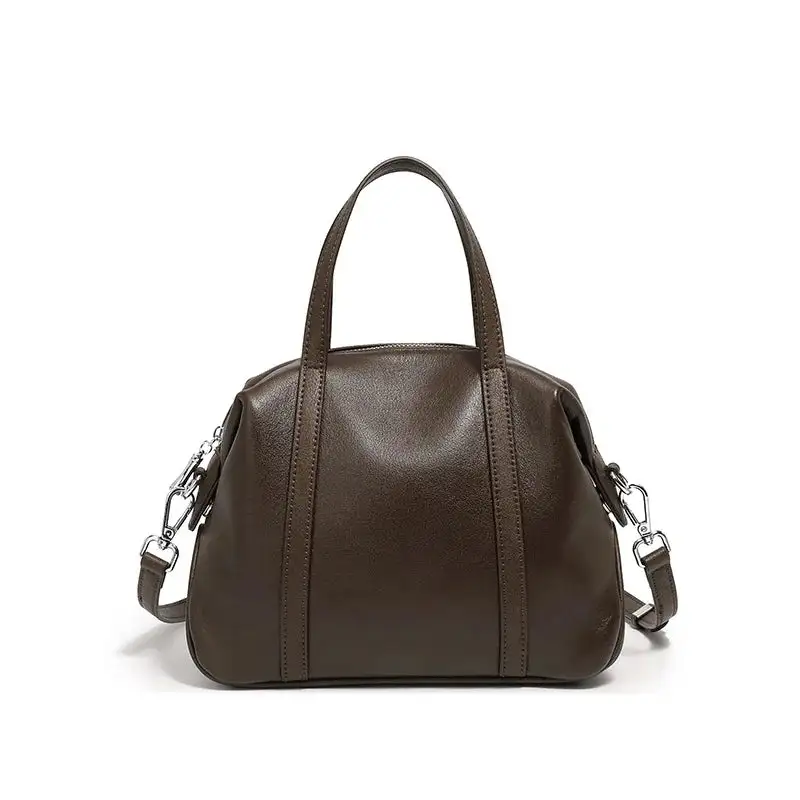 Luxe Craft: Premium Cowhide Leather Bowling Handbag