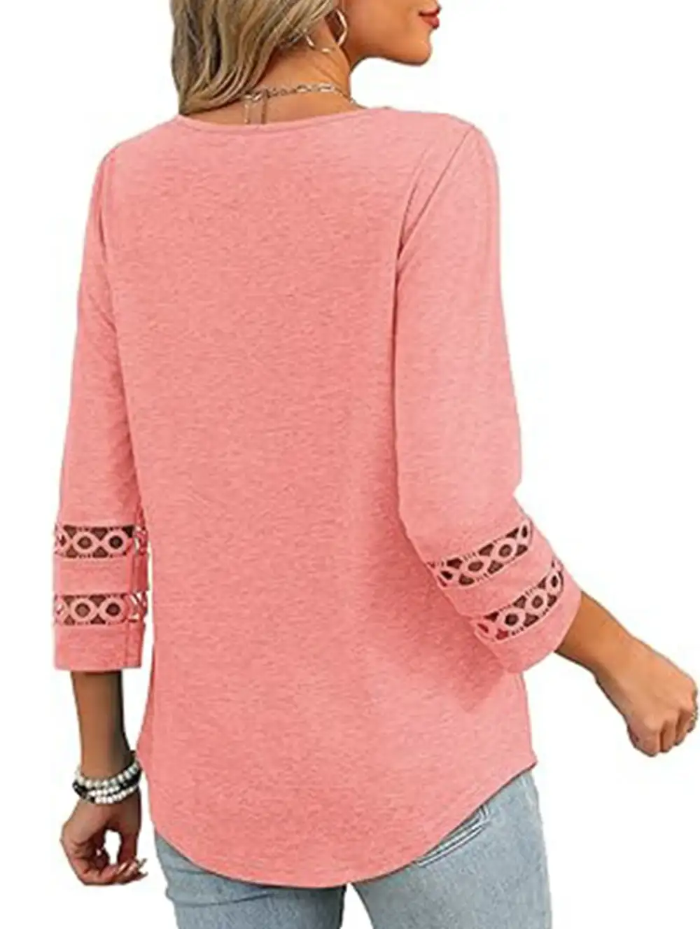 V-Neck Lace Trim Top