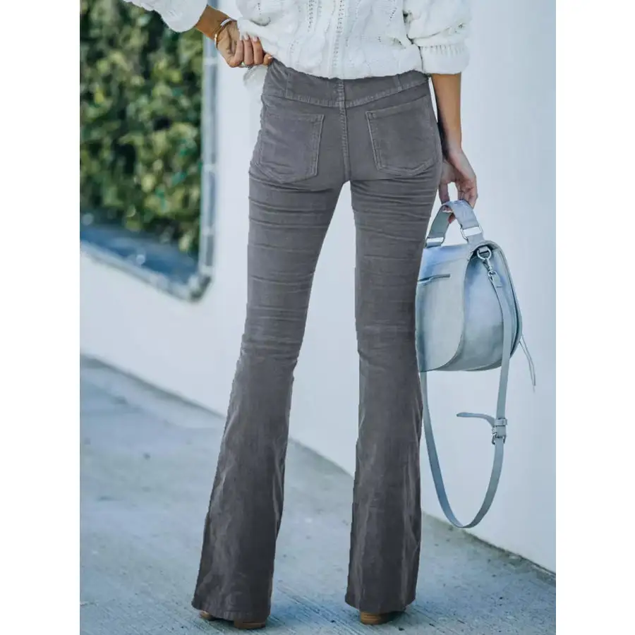 Full Size Corduroy Flare Pants Plus Size