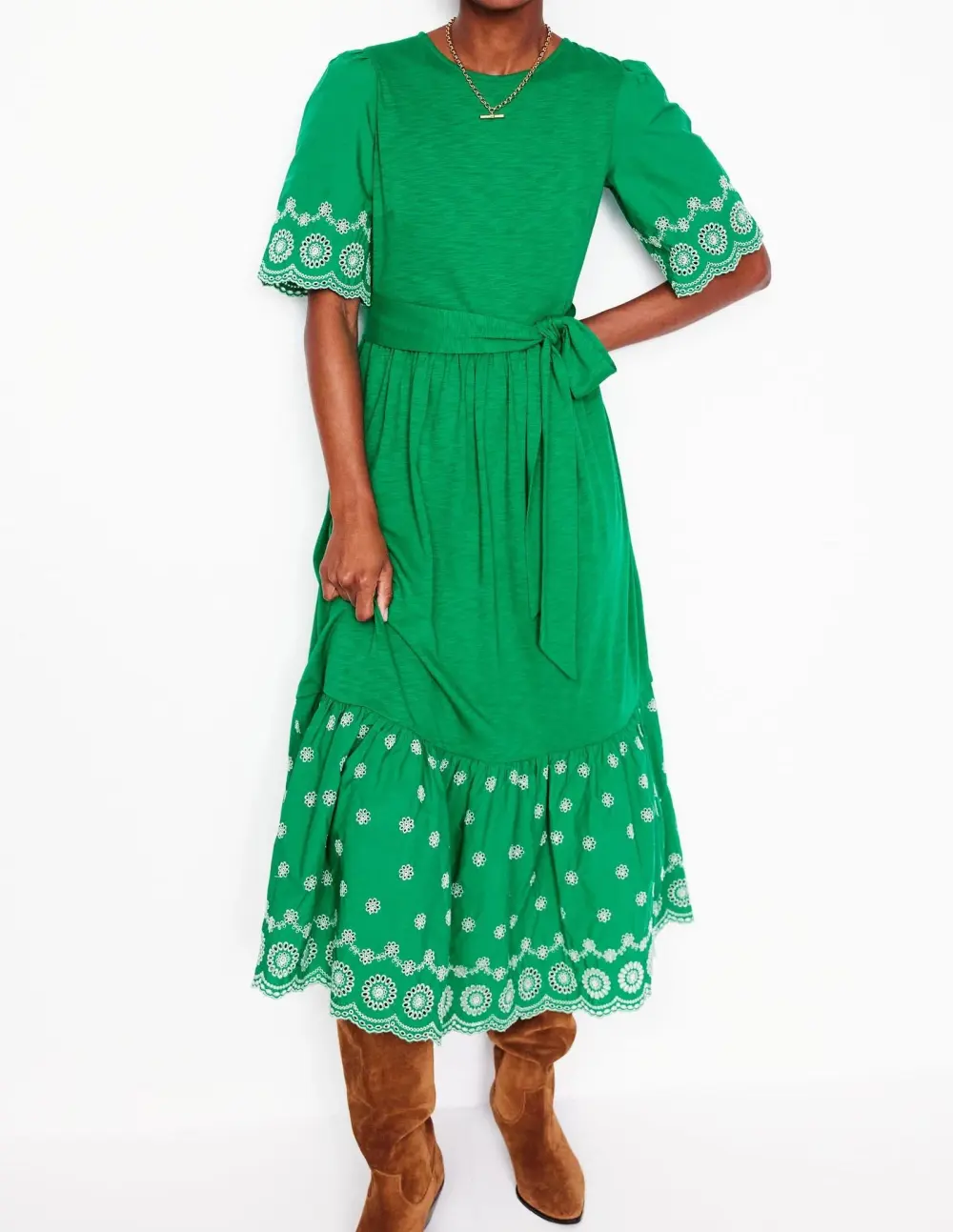 Isabel Broderie Mix maxi Dress