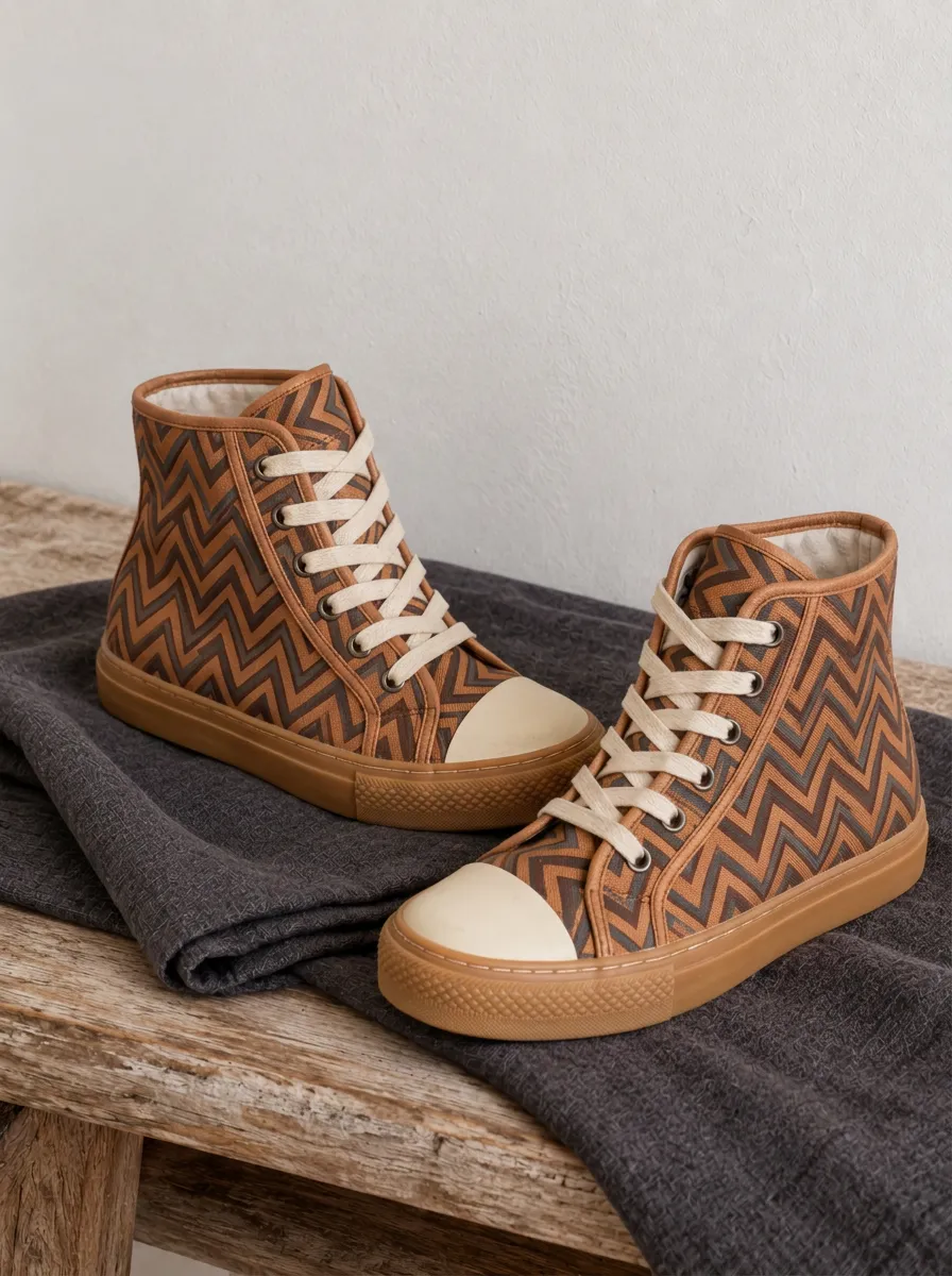 Men's Modern Chevron Pattern Patterned High Top Canvas Shoes