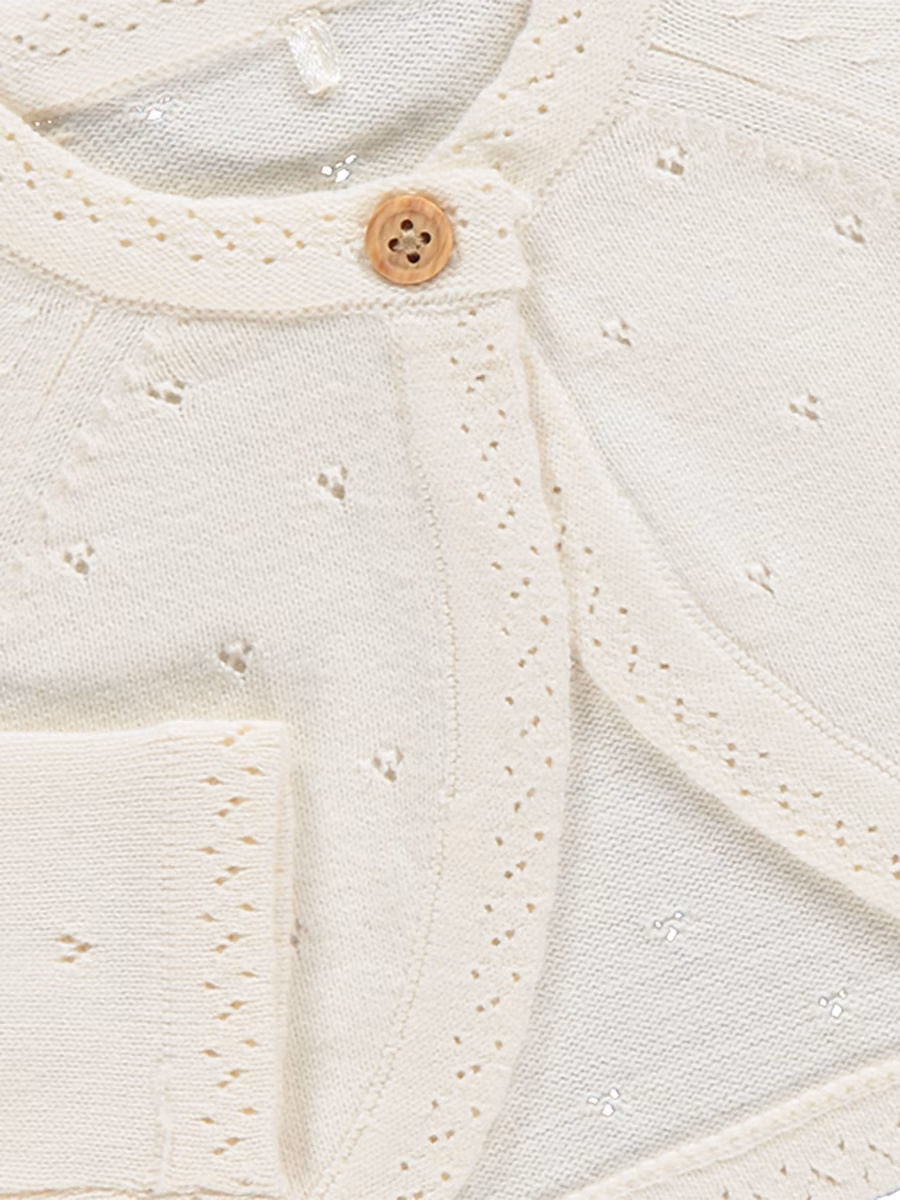 Neutral Pointelle Knitted Cardigan detail 1