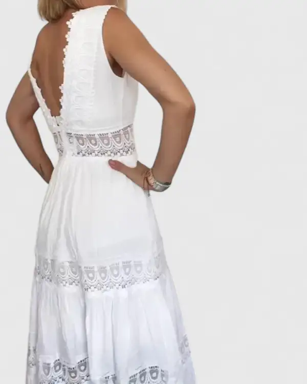  Sleeveless V Neck Dress