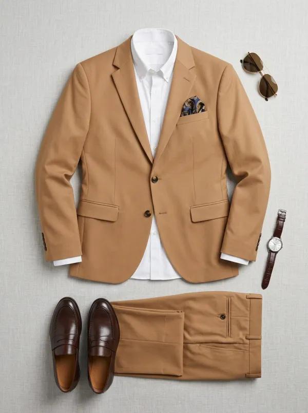 Notch-Lapel Two-Button Single-Breasted Slim-Fit Men's Two-Piece Suit Set
