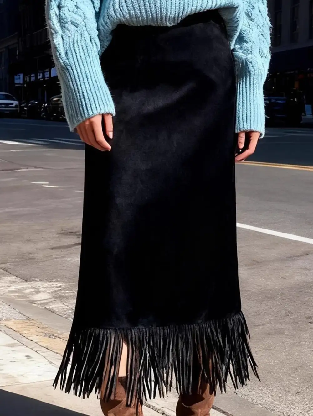 Tassel Tie Midi Skirt
