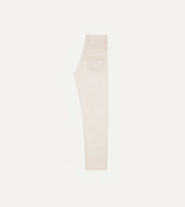 Ecru Selvedge Denim Contrast Stitch Five-Pocket Jeans