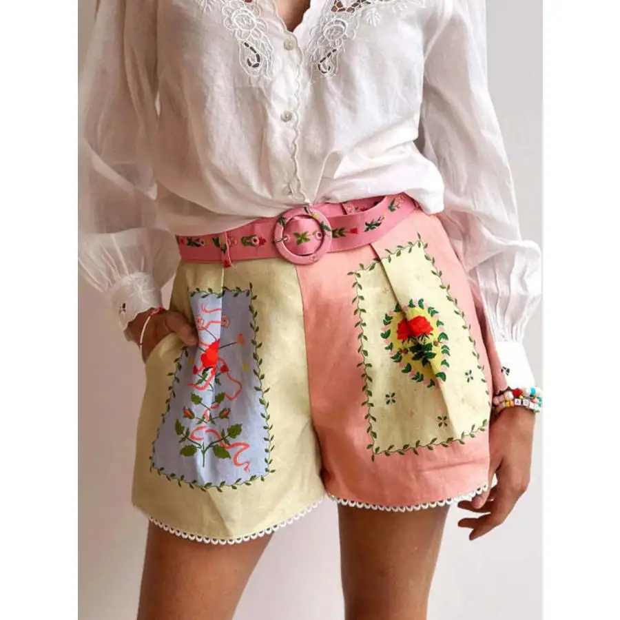 Printed Button Down Shirt and Shorts Set