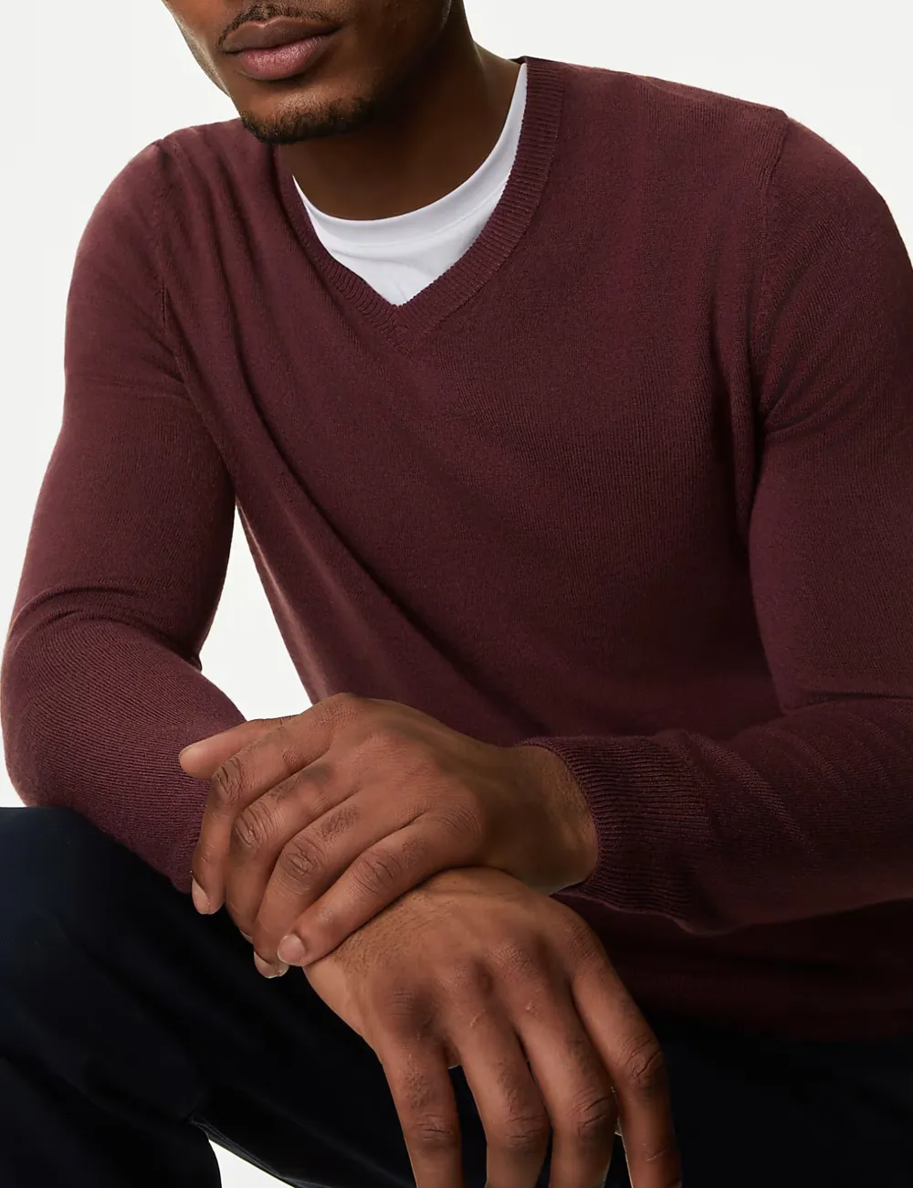 V-neck Long-Sleeved Knitted Sweater
