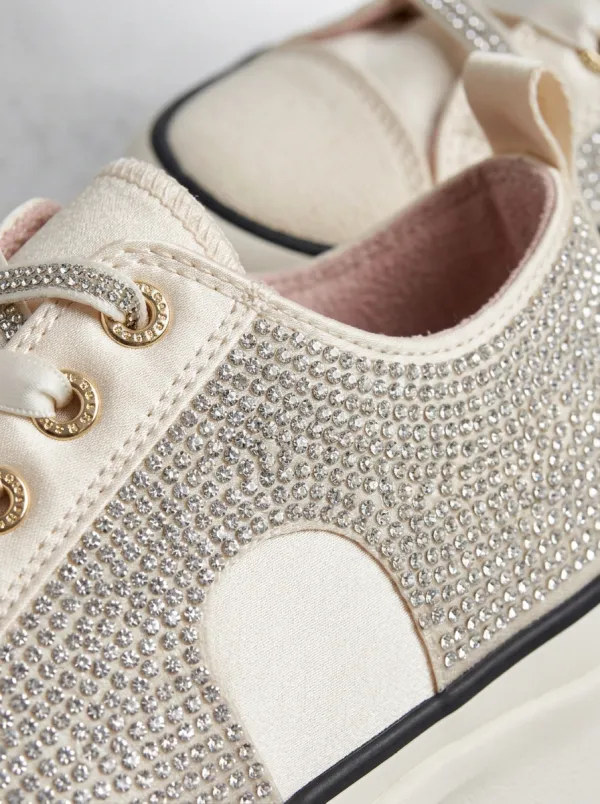 Low-Top Women's Rhinestone Platform Shoes
