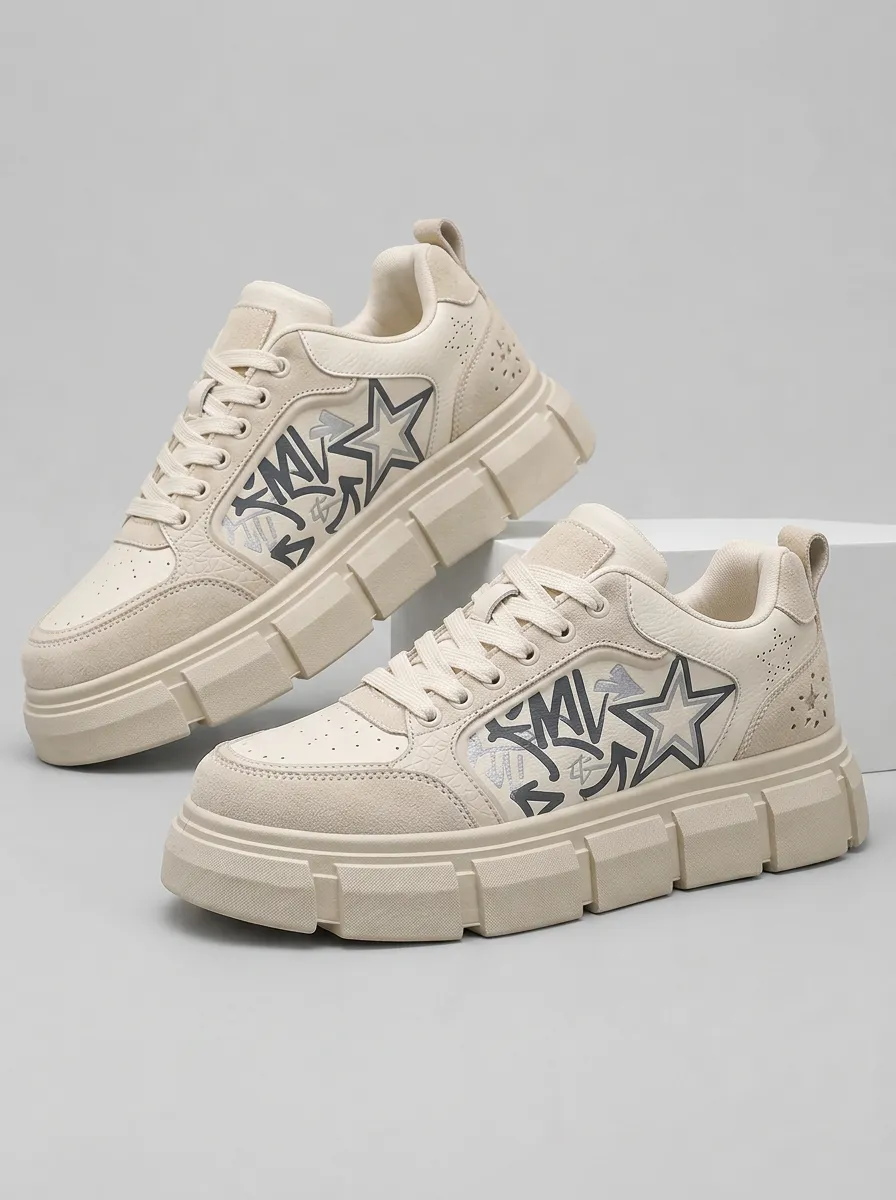Men's Street Style Streetwear Star Graffiti Patterned Street Skate Shoes