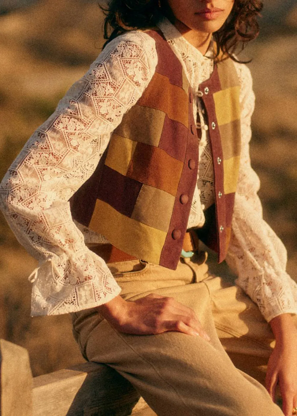 Short Sleeveless Suede Jacket