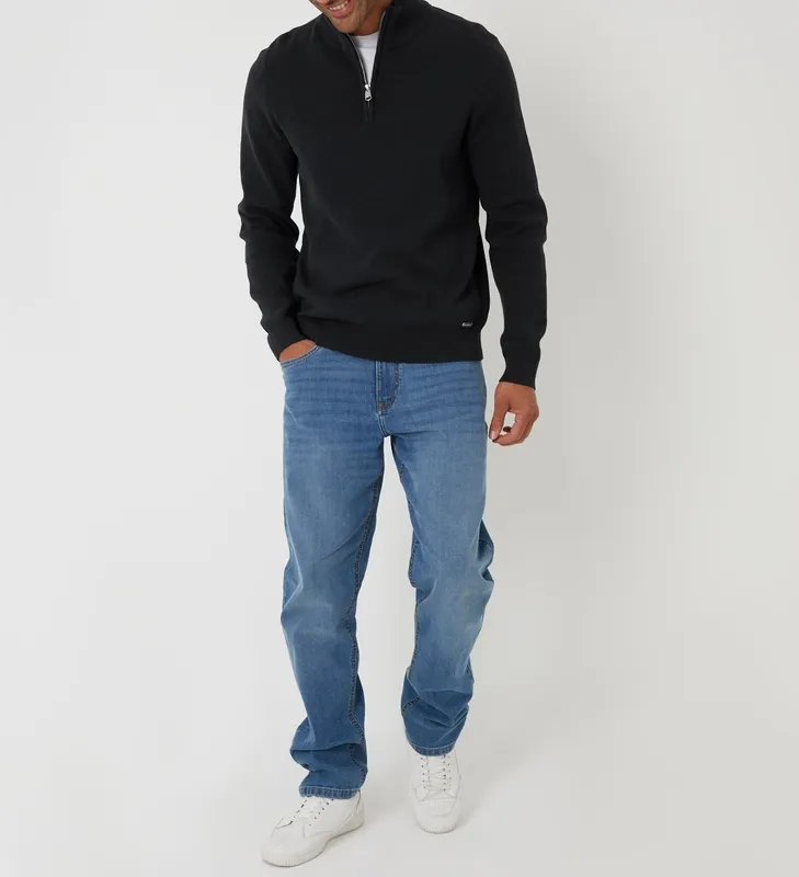 Black Knit Quarter-Zip Sweater