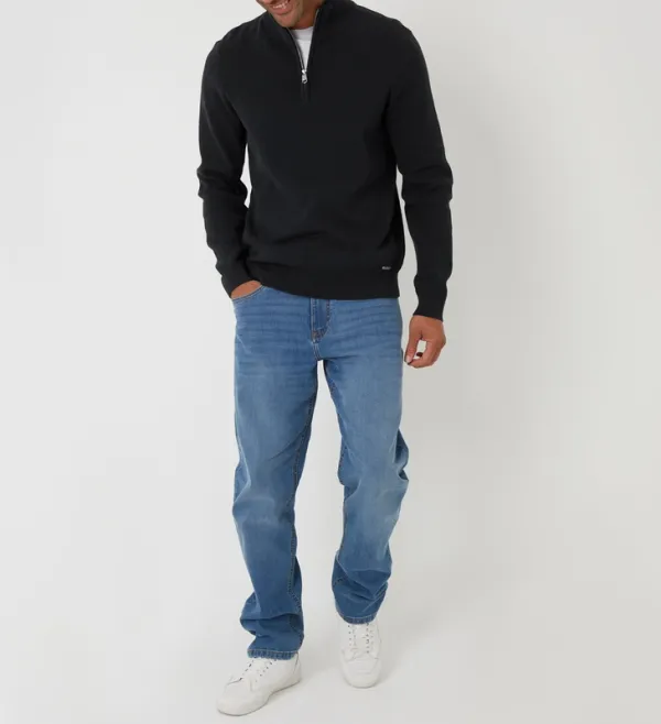 Black Knit Quarter-Zip Sweater