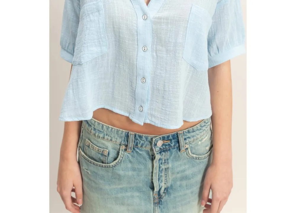 Textured Button-Up Shirt