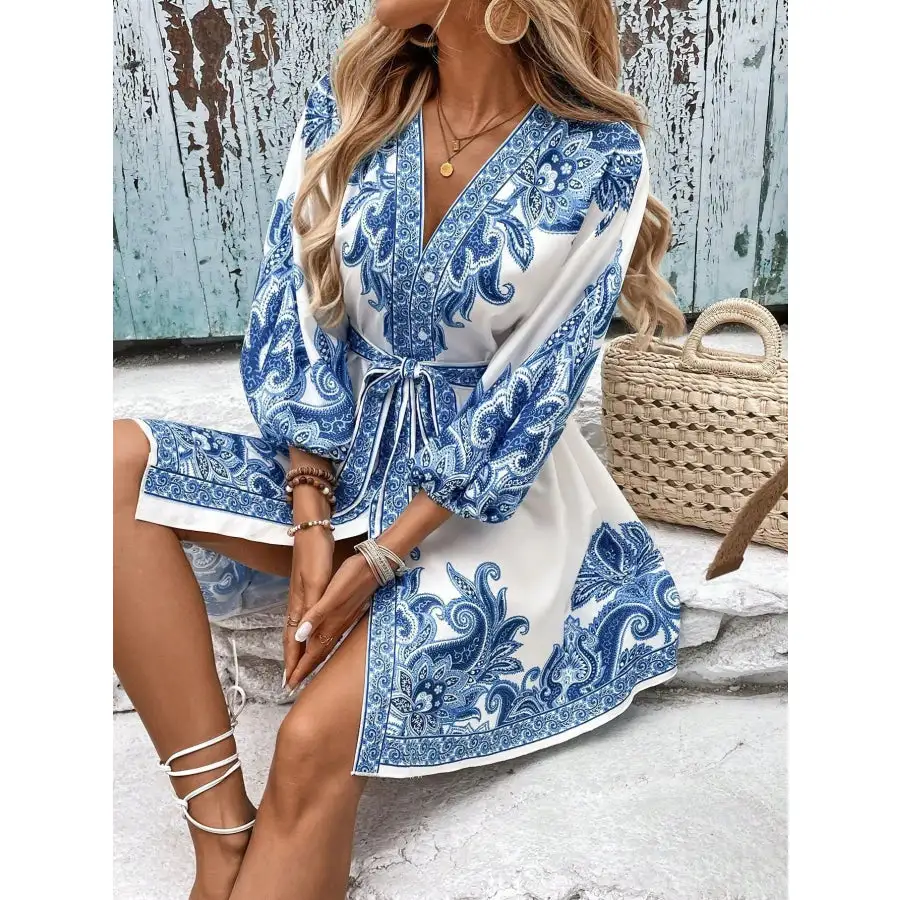 Easy Everyday V-Neck Balloon Sleeve Mini Dress
