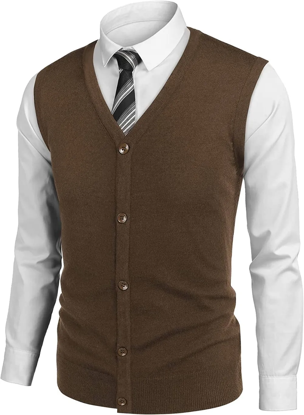 Casual Sleeveless Knitted Button Cardigan Vest Jeans