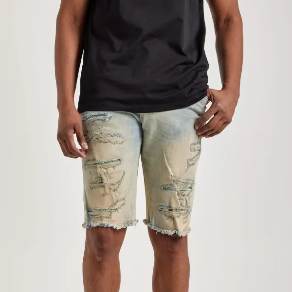 Basic Distressed Denim Shorts