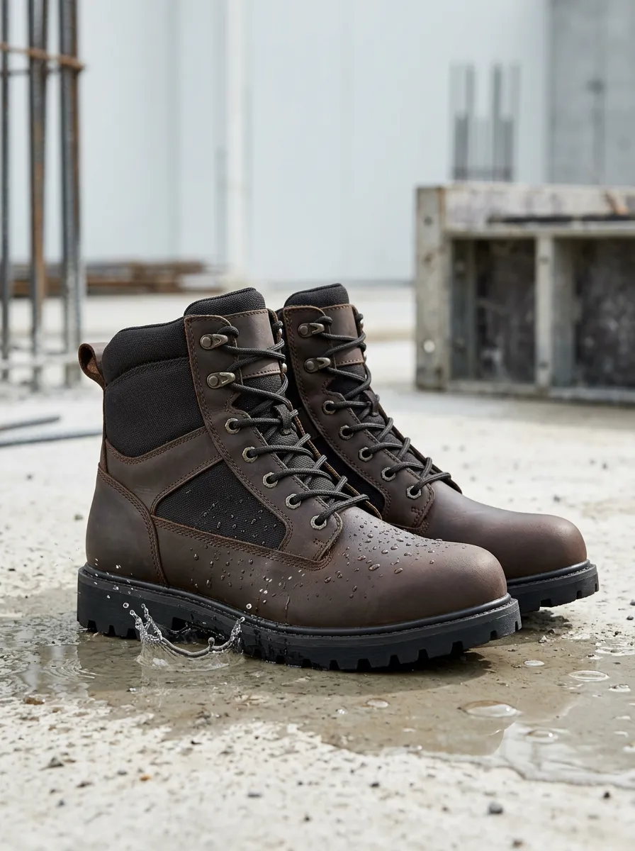 Utility Leather-Look Men's Waterproof Work Boots