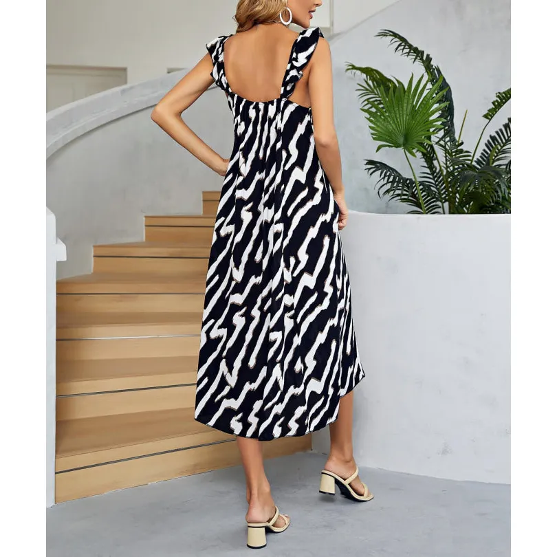 Two-Tone Low Back Midi Dress
