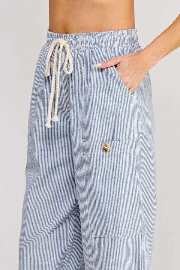 Elastic Waist Striped Pants