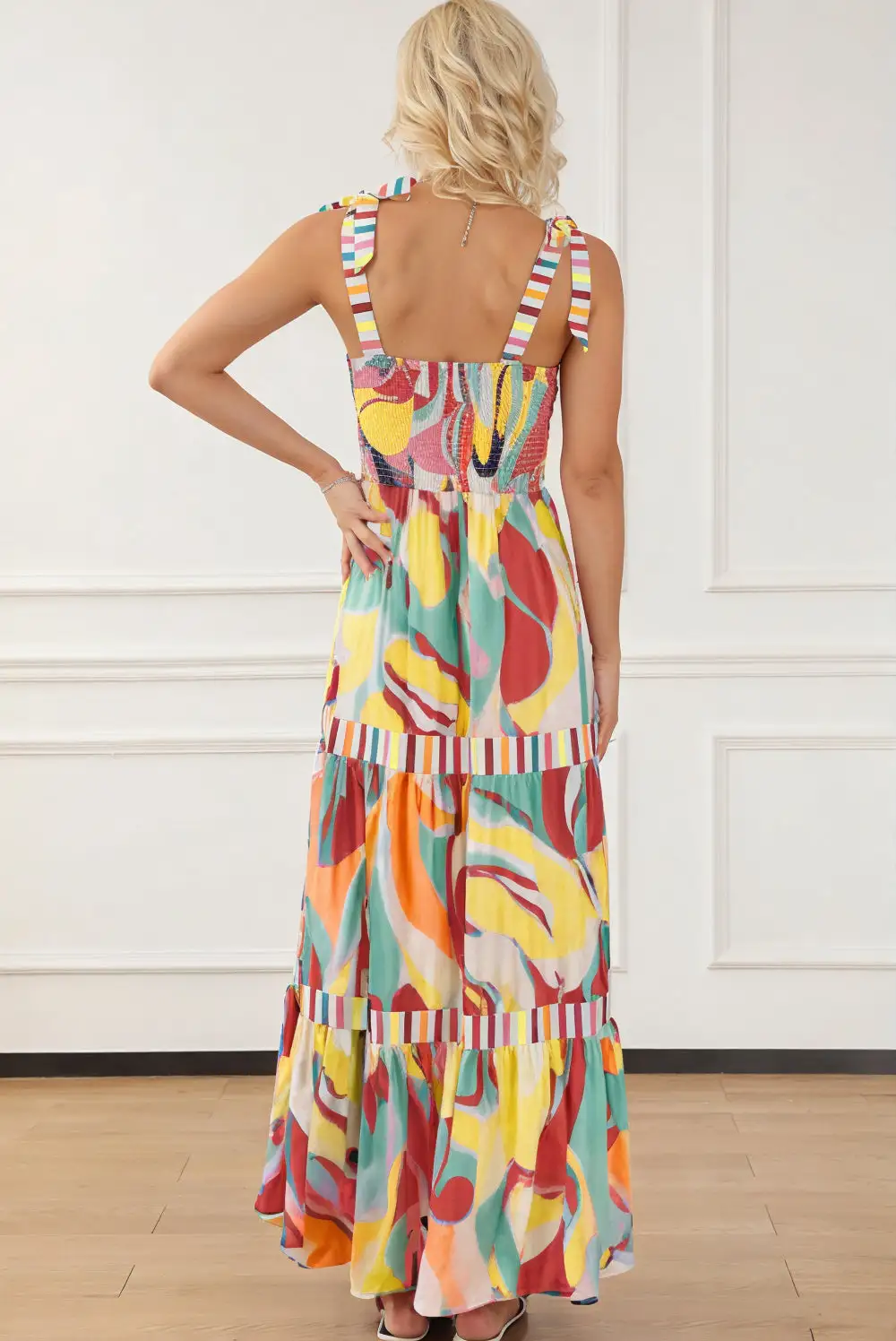 Striped Abstract Print Maxi Dress