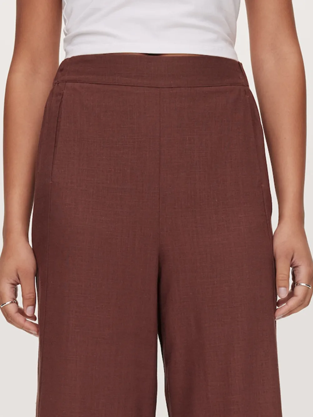 Simple Solid Color Cropped Wide-Leg Pants