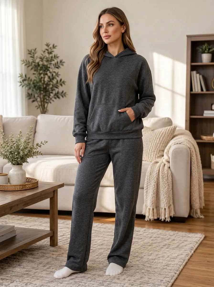 Women's Charcoal Heather Hooded Lounge Set