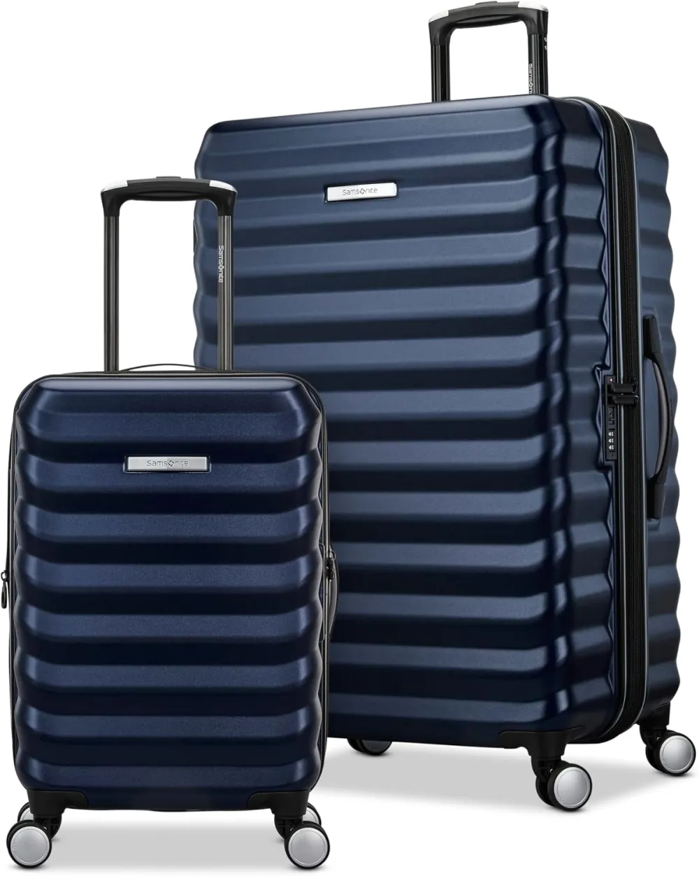 Samsonite Hard-Sided 28-Inch Lightweight Checked Large Expandable Element Suitcase: Durable, 360° Spinner Wheels, Adjustable Telescopic Handle, TSA-Approved Lock - Alpine Black