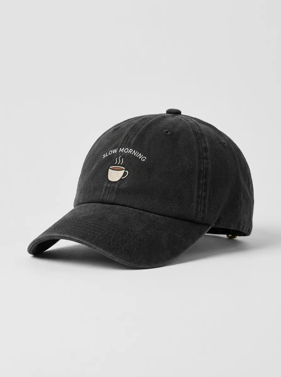 Classic Texture Coffee-Lover Slow-Morning Embroidered Unisex Baseball Cap