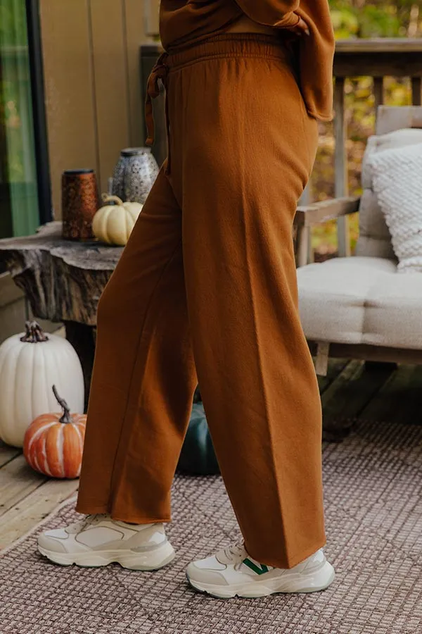 High Waist Relaxed Wide Leg Athletic Fleece Pants
