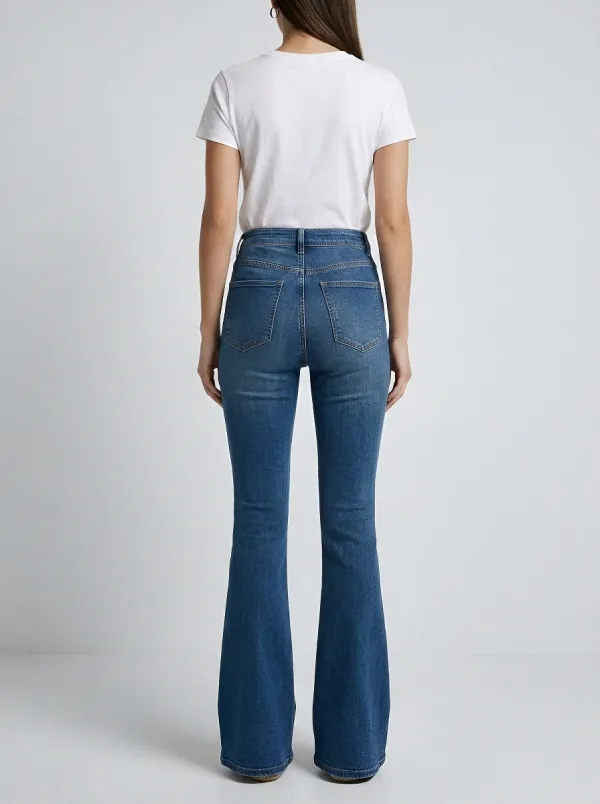 Classic Everyday Women's High-Waist Stretch Flare Jeans