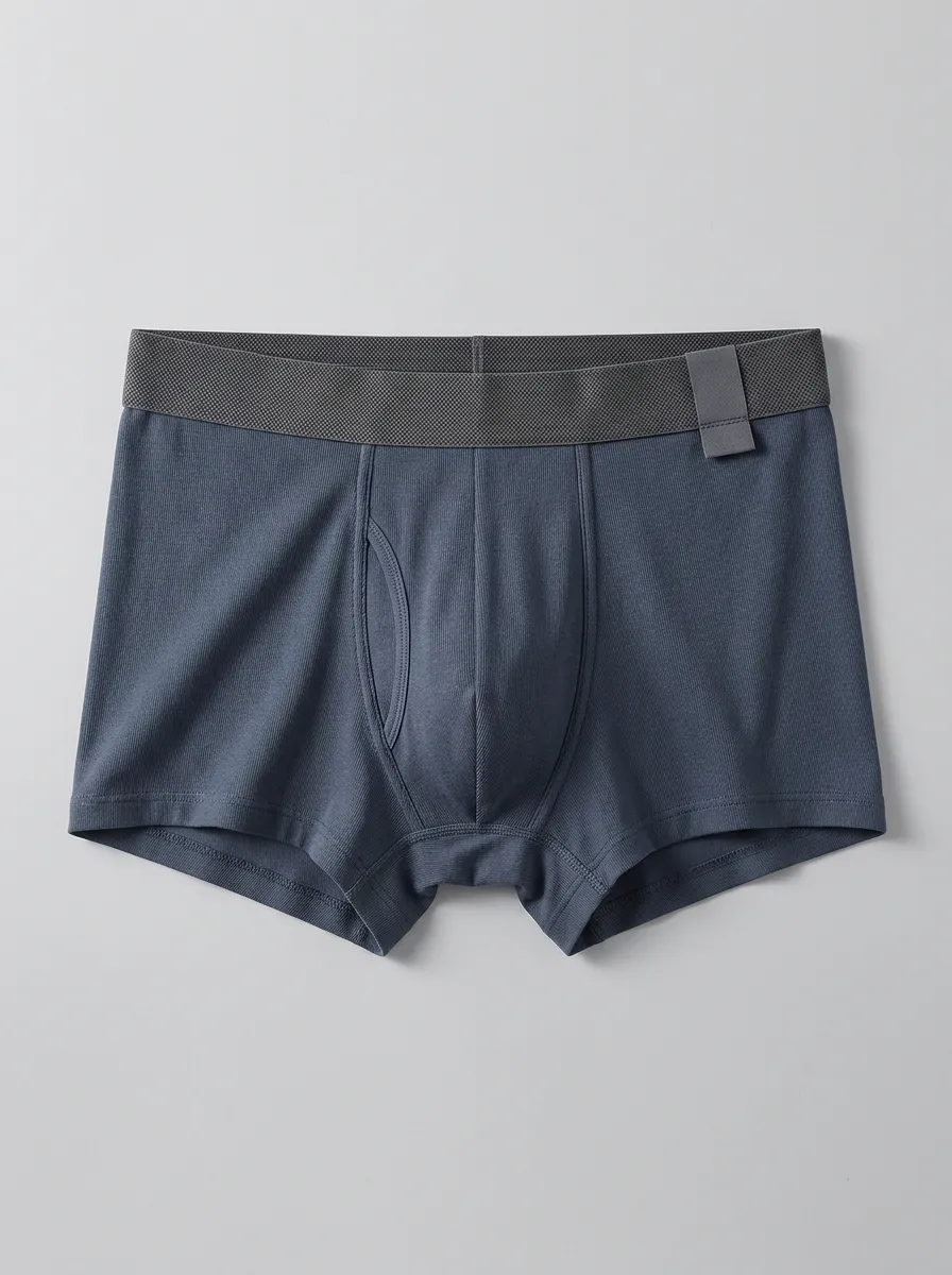 Men's Solid Blue Minimalist Printed Boxer Briefs