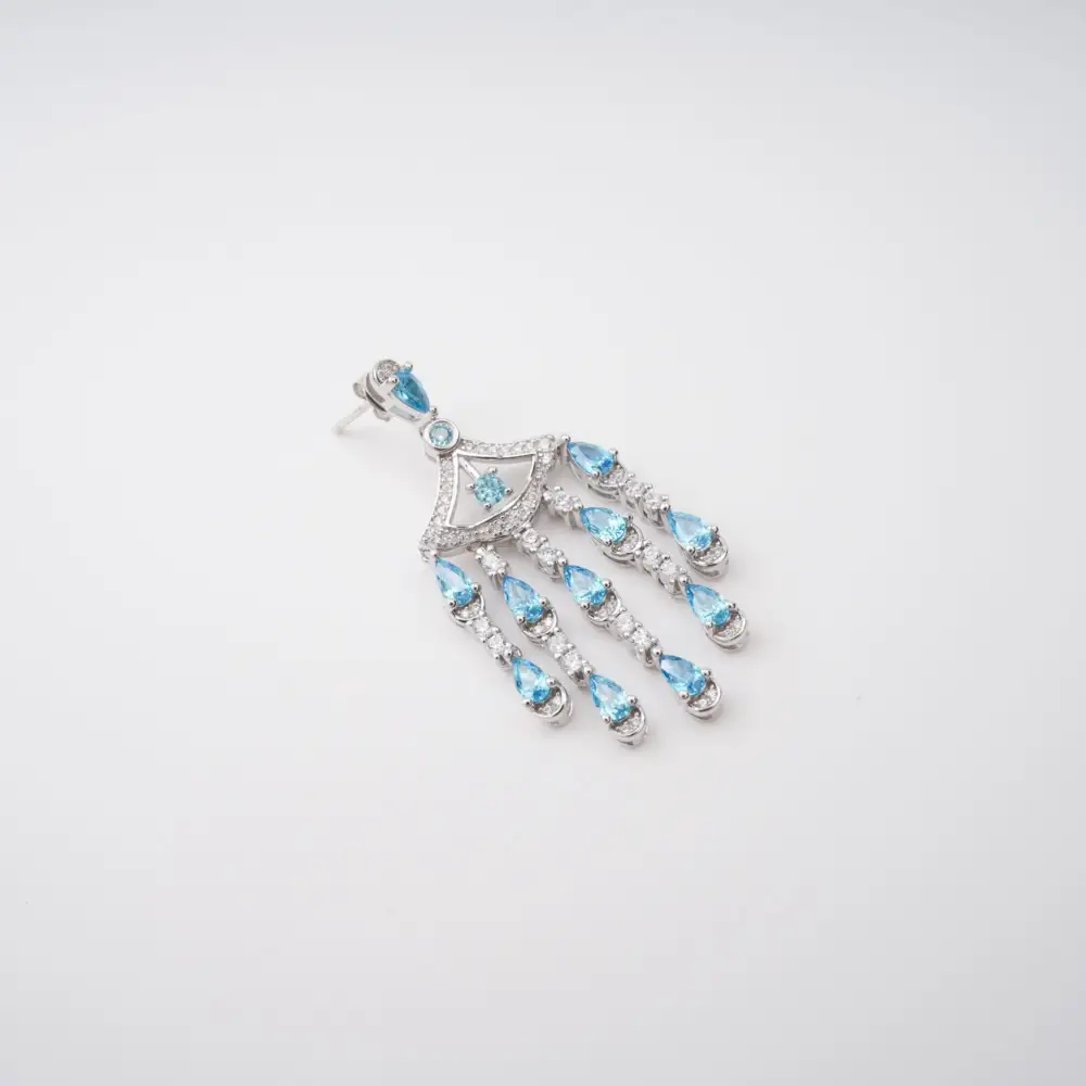 Blue Crystal Embellished Sterling Silver Earrings