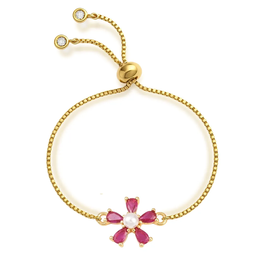 Sculpted Crystal Accent Adjustable Bracelet