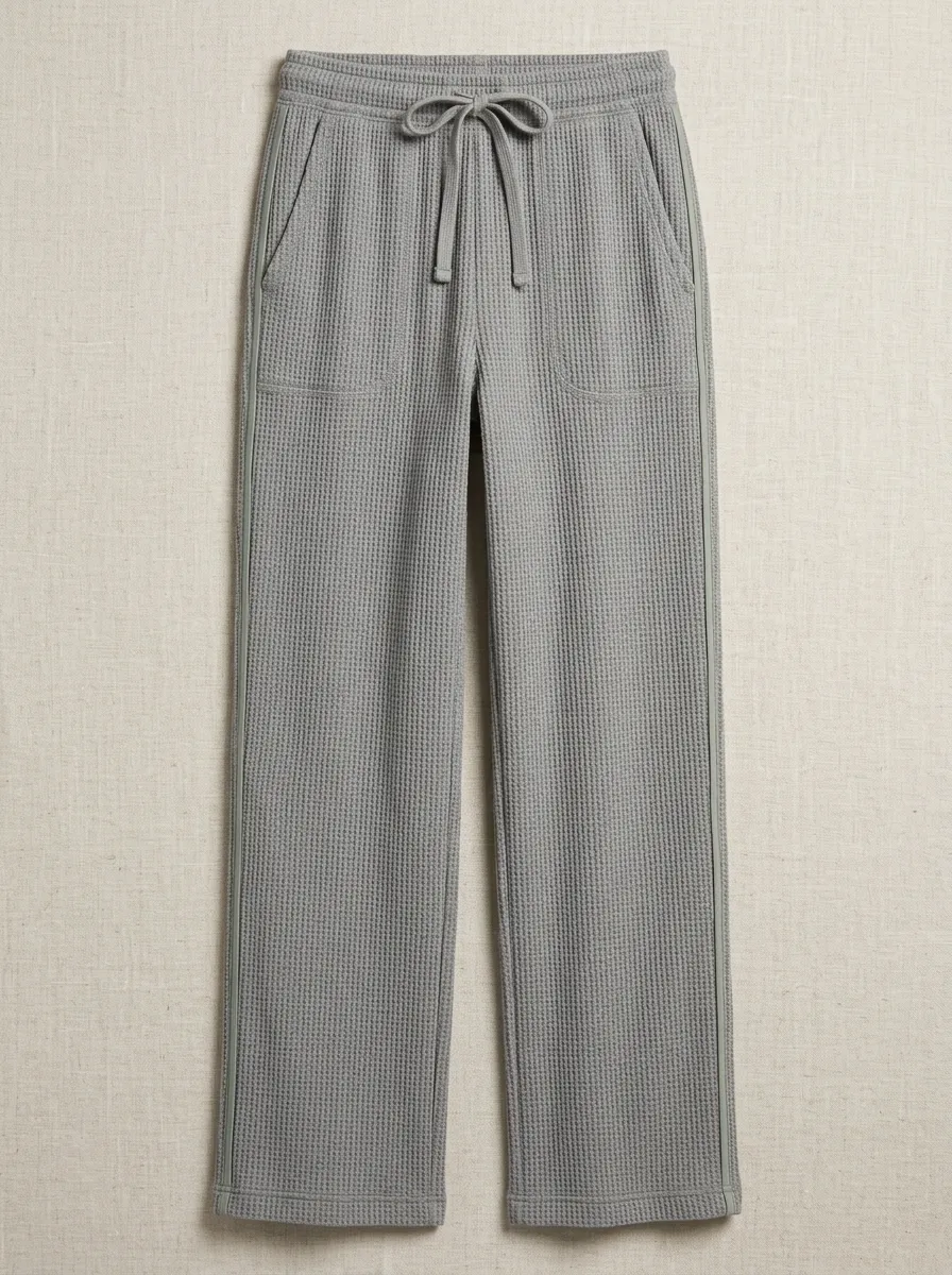 Women's Comfort Drawstring Jogger Fit Waffle Lounge Pants