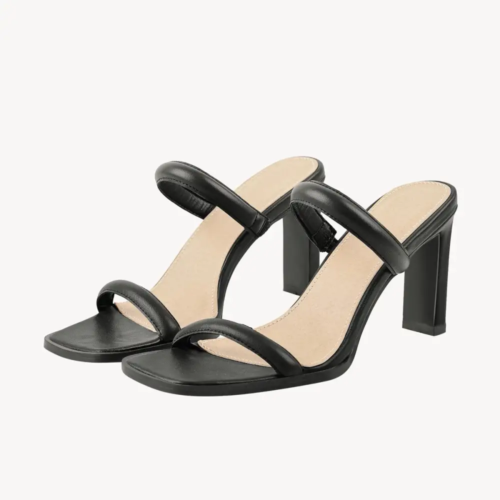 Square Toe Slip On Mule Sandals