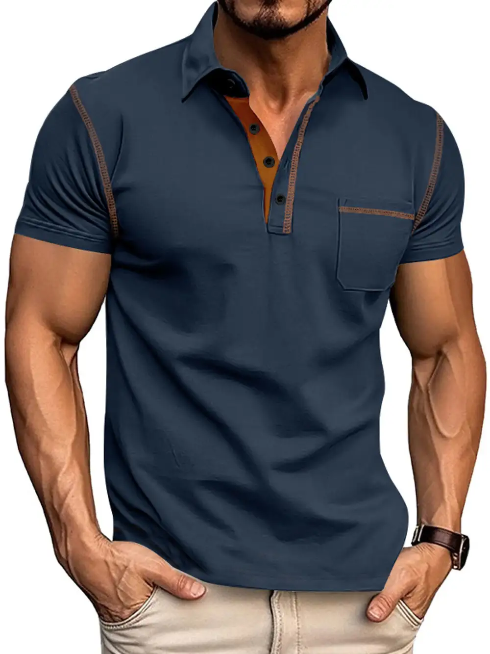 Chest Pocket Short Sleeve Polo Shirt