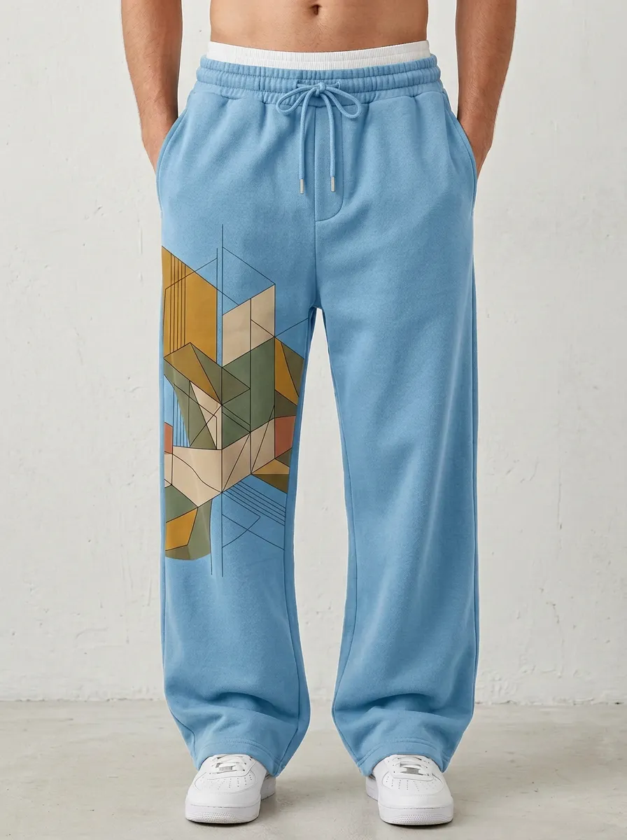Unisex Abstract Geometric Print Sweatpants