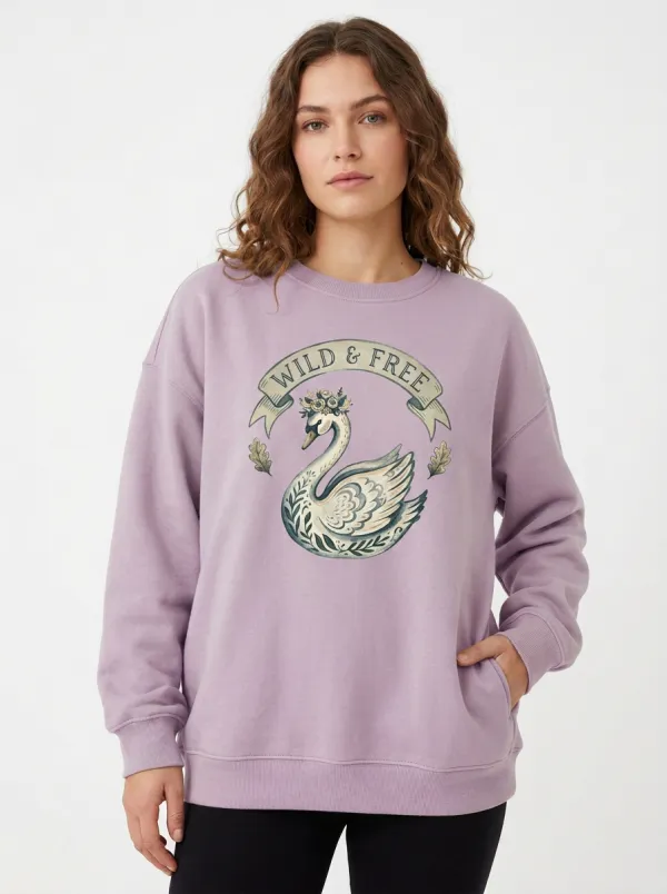 Women's Wild & Free Floral Swan Graphic Sweatshirt