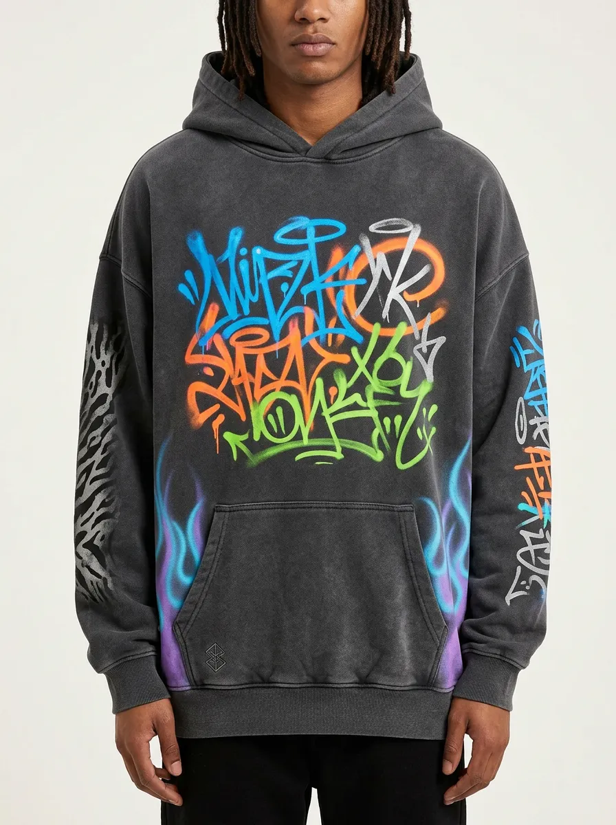 Unisex Graffiti Flame Graphic Hoodie
