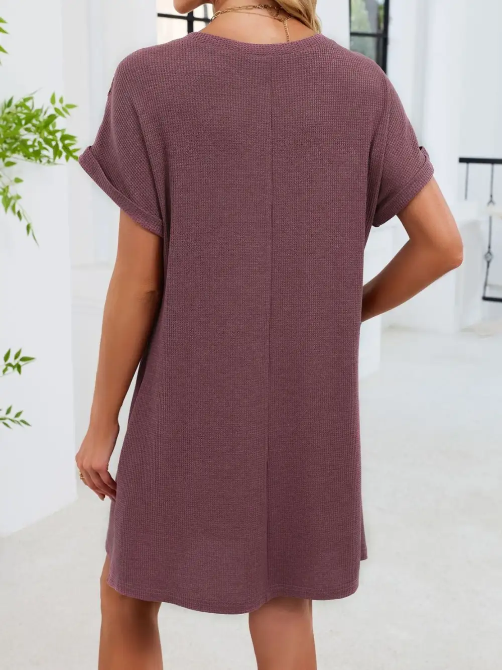 Lace Round Neck Short Sleeve Shirt Dress