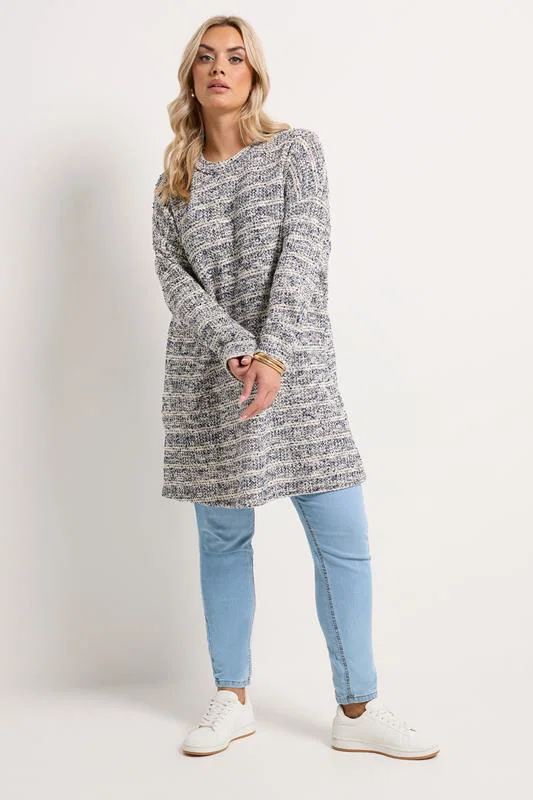 Blue Textured Stripe Sweatshirt detail 1