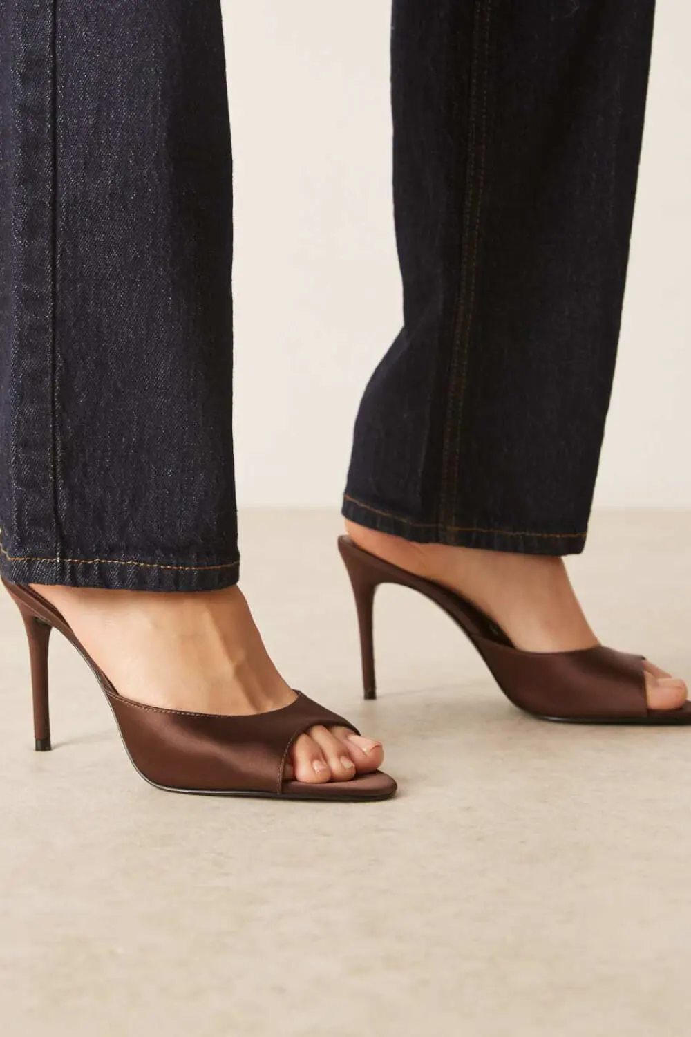 Satin Open Toe High Heeled