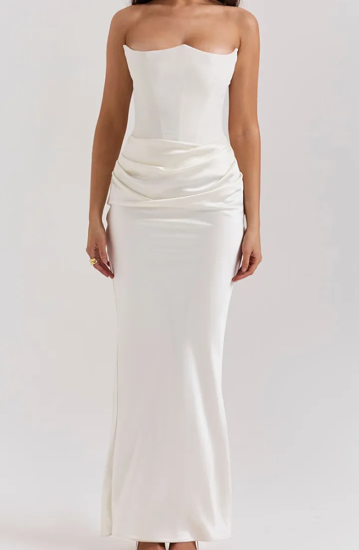 Lace Strapless Midi Dress