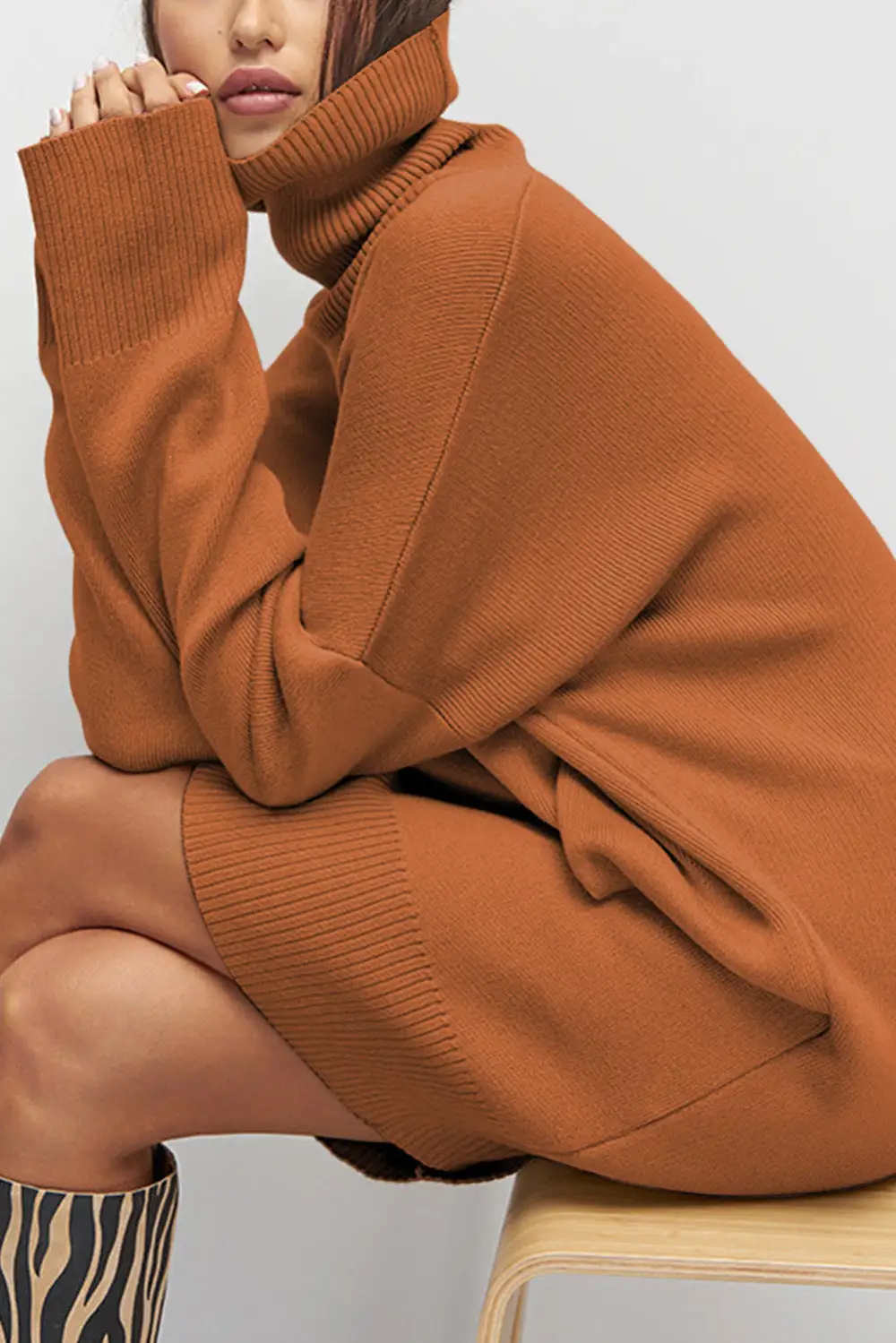 Wearable Cut Drop Shoulder Sweater Dress